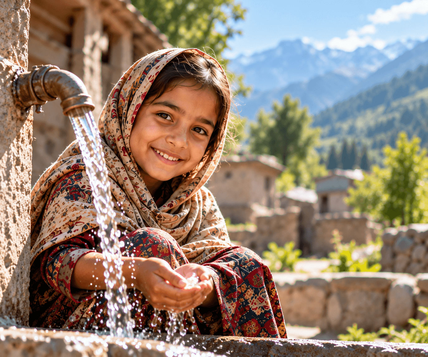 Young girl accessing clean water